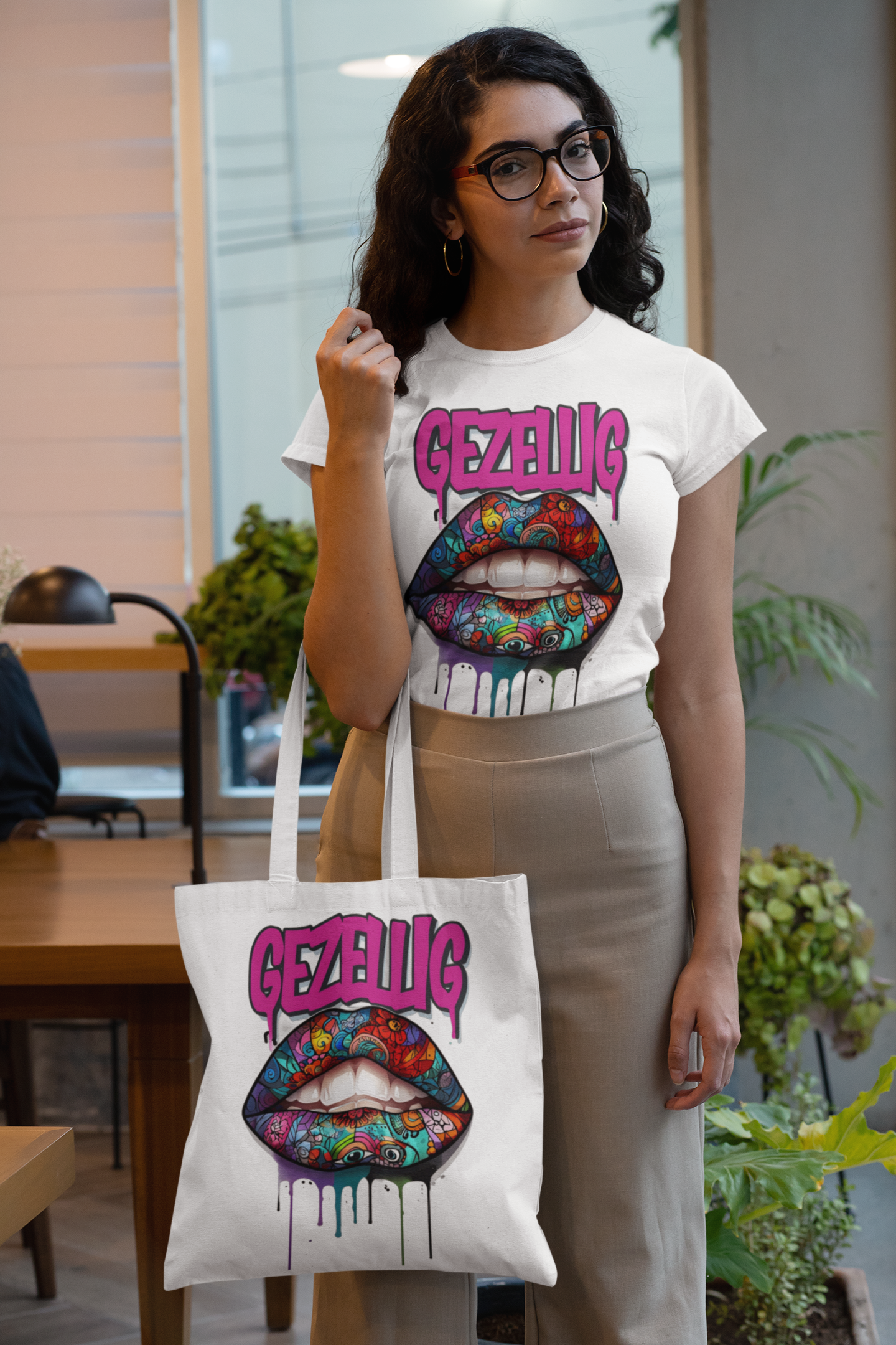 'Gezellig' Colorful Lip Unisex T-Shirt