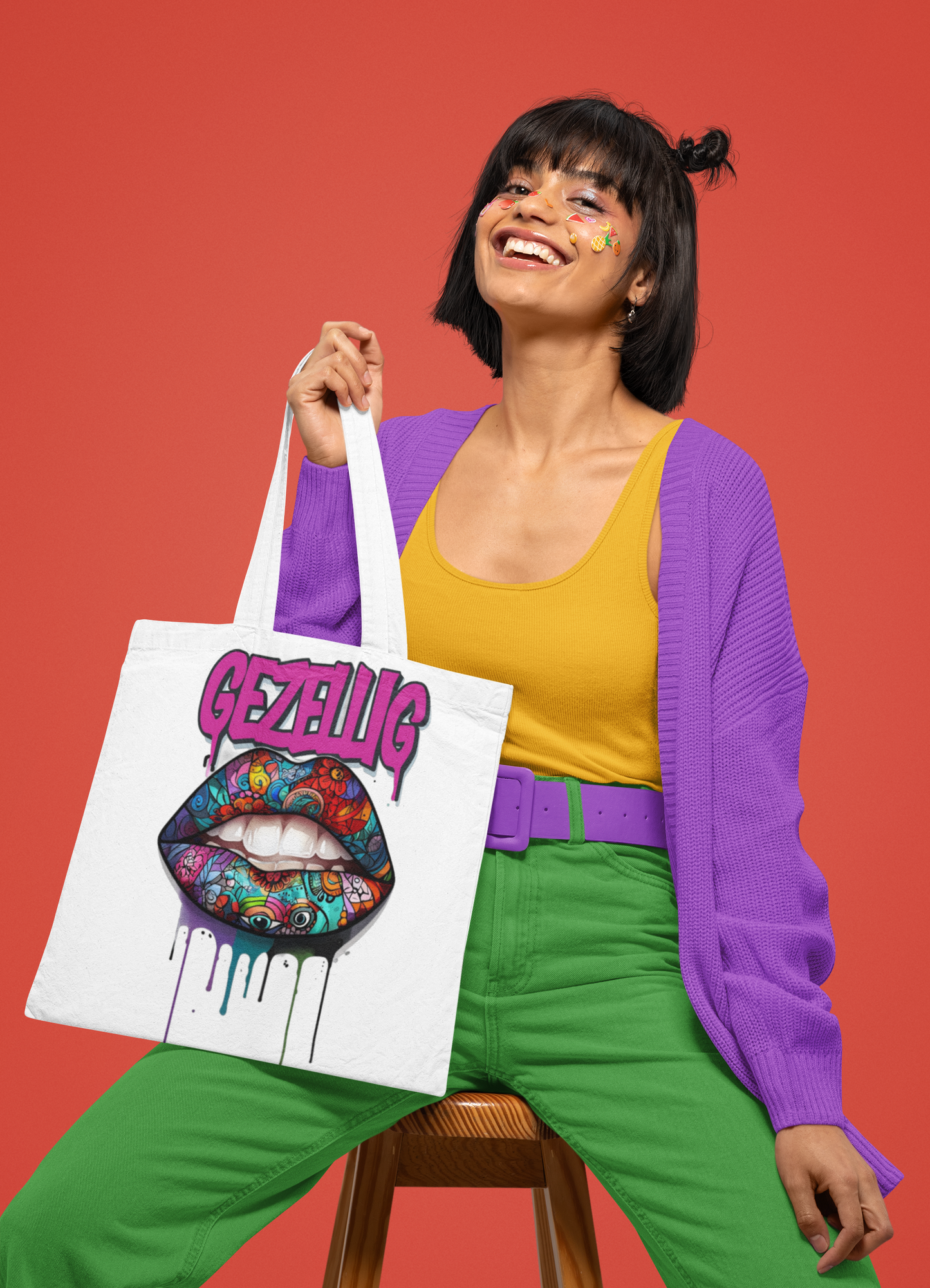 Colorful Lips  Dutch Gezellig Tote Bag